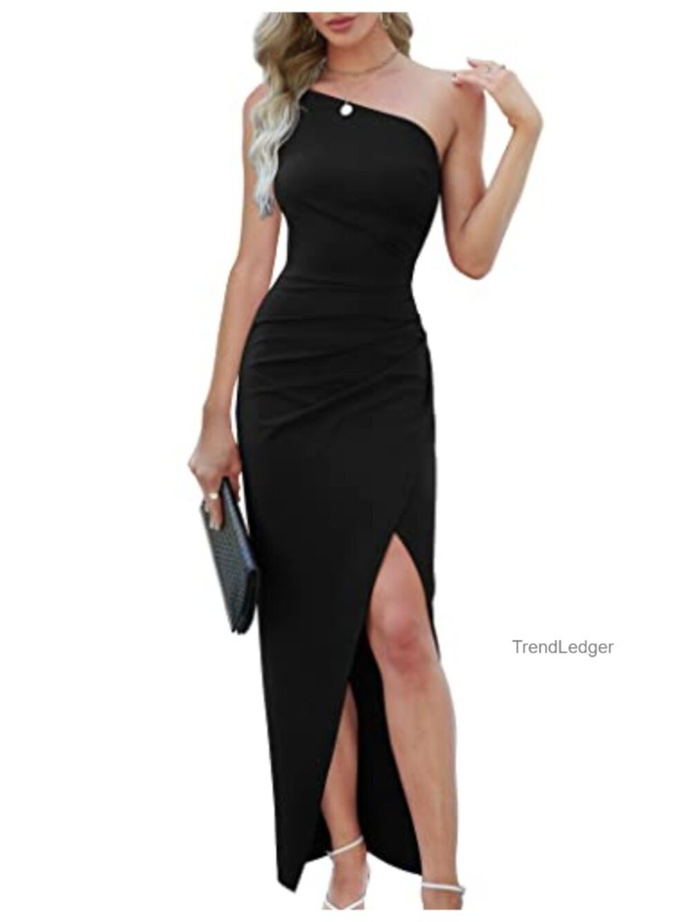 Sarin Mathews Womens One Shoulder Ruched Maxi Dress Sexy Formal Cocktail